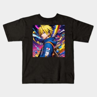 Blonde Anime Boy Kids T-Shirt